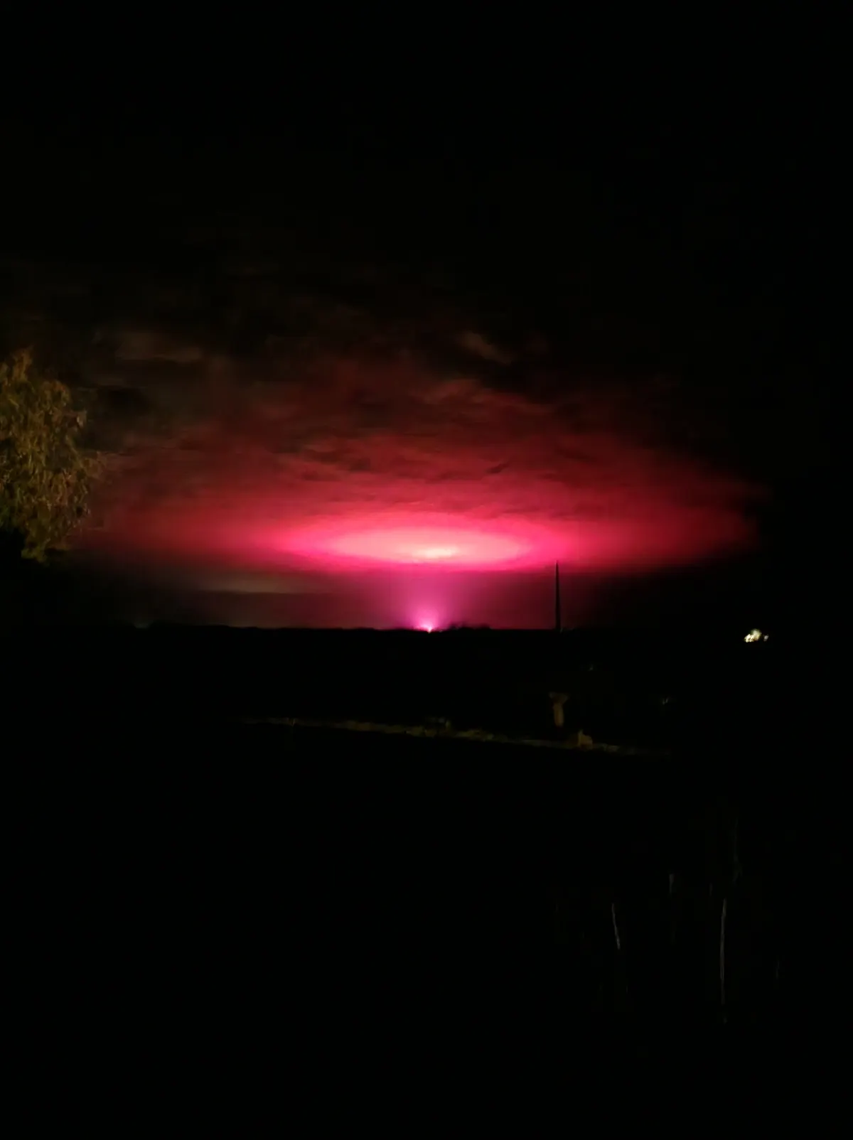 Eerie Pink Glow In The Sky of An Australian Town
